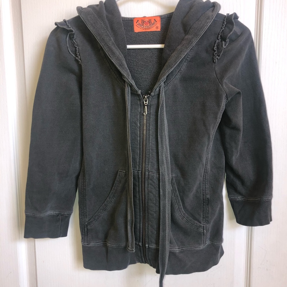 Juicy Couture Grey Ruffle Zip Up Jacket